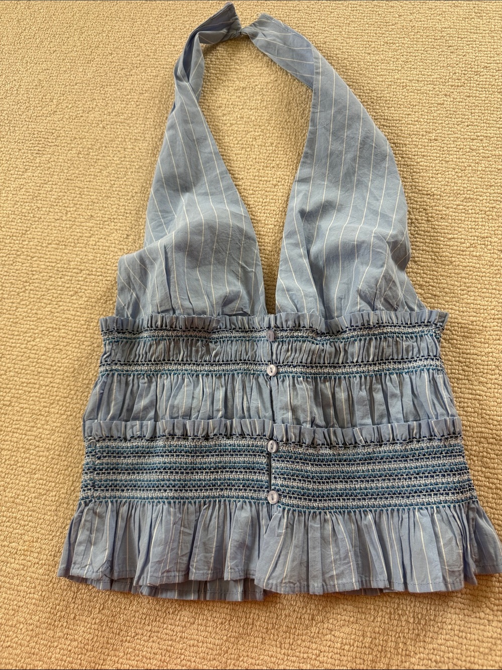 Zara Light Blue Striped Halter Camisole